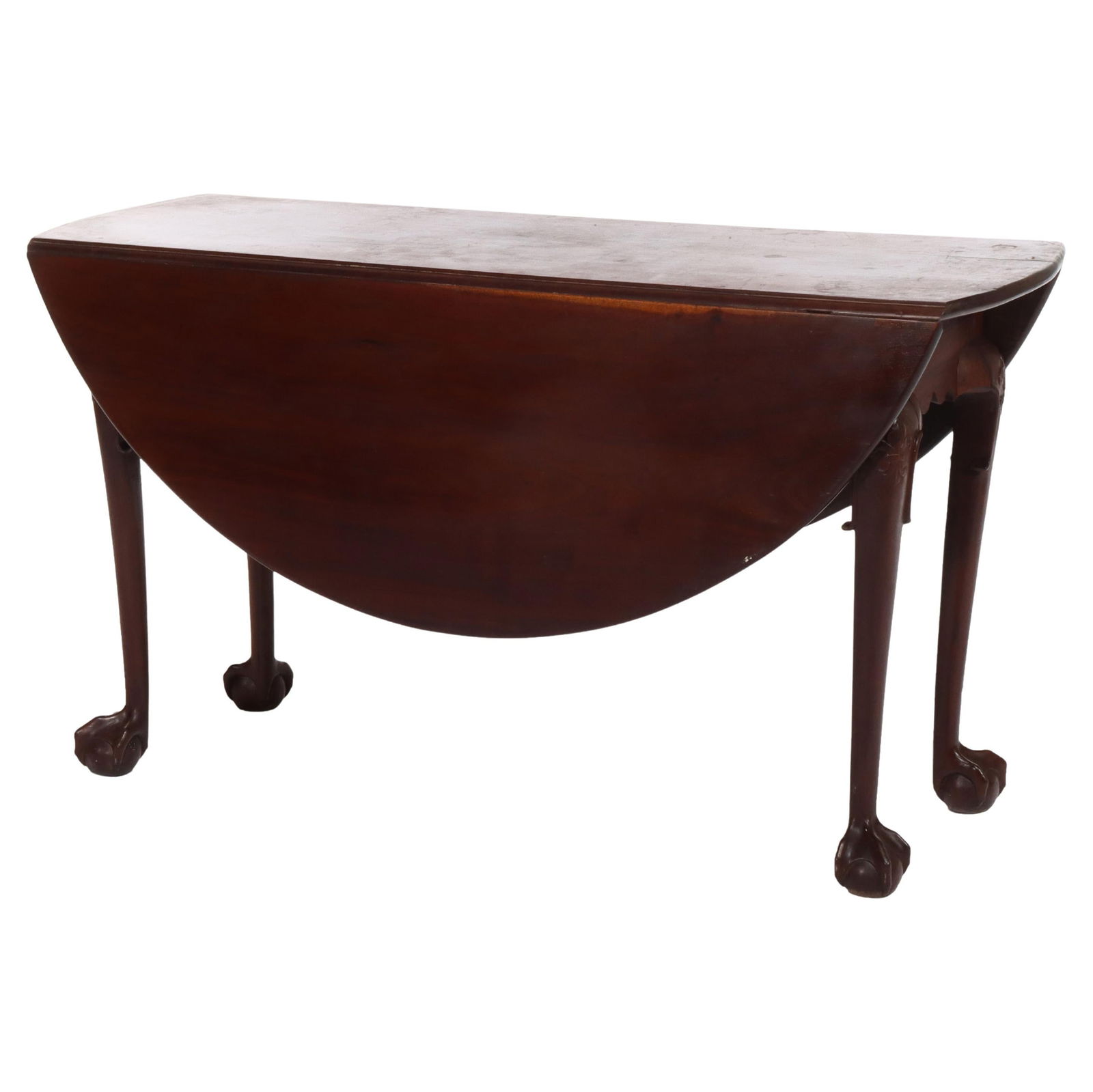 18th Century Chippendale Mahogany Drop Leaf Gate Leg Table with Claw Feet (1 of 13)