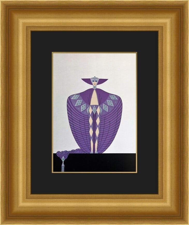 Erte La Somptueuse Art Deco Custom Framed Lithograph Print 18 x 21: Erte La Somptueuse Art Deco Custom Framed Lithograph Print 18 x 21 This exquisite print titled "La Somptueuse" by the renowned artist Erte captures the essence of Art Deco style through its elegant po