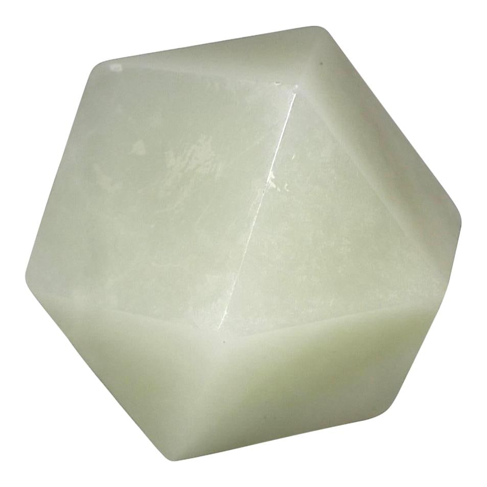 Light Green Onyx Geode Faceted Paperweight Decorative Objet: Light Green Onyx Geode Faceted Paperweight Decorative Objet This stunning architectural faceted geode paperweight is crafted from solid onyx, showcasing a beautiful light green hue. It serves as a uni