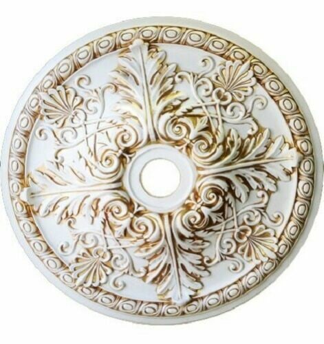 Artistry 33 Inch Round French Antique Ceiling Medallion: Artistry 33 Inch Round French Antique Ceiling Medallion Enhance your interior with this exquisite 33" Round Chandelier Ceiling Medallion, designed in a charming French Antique style. Crafted from spec