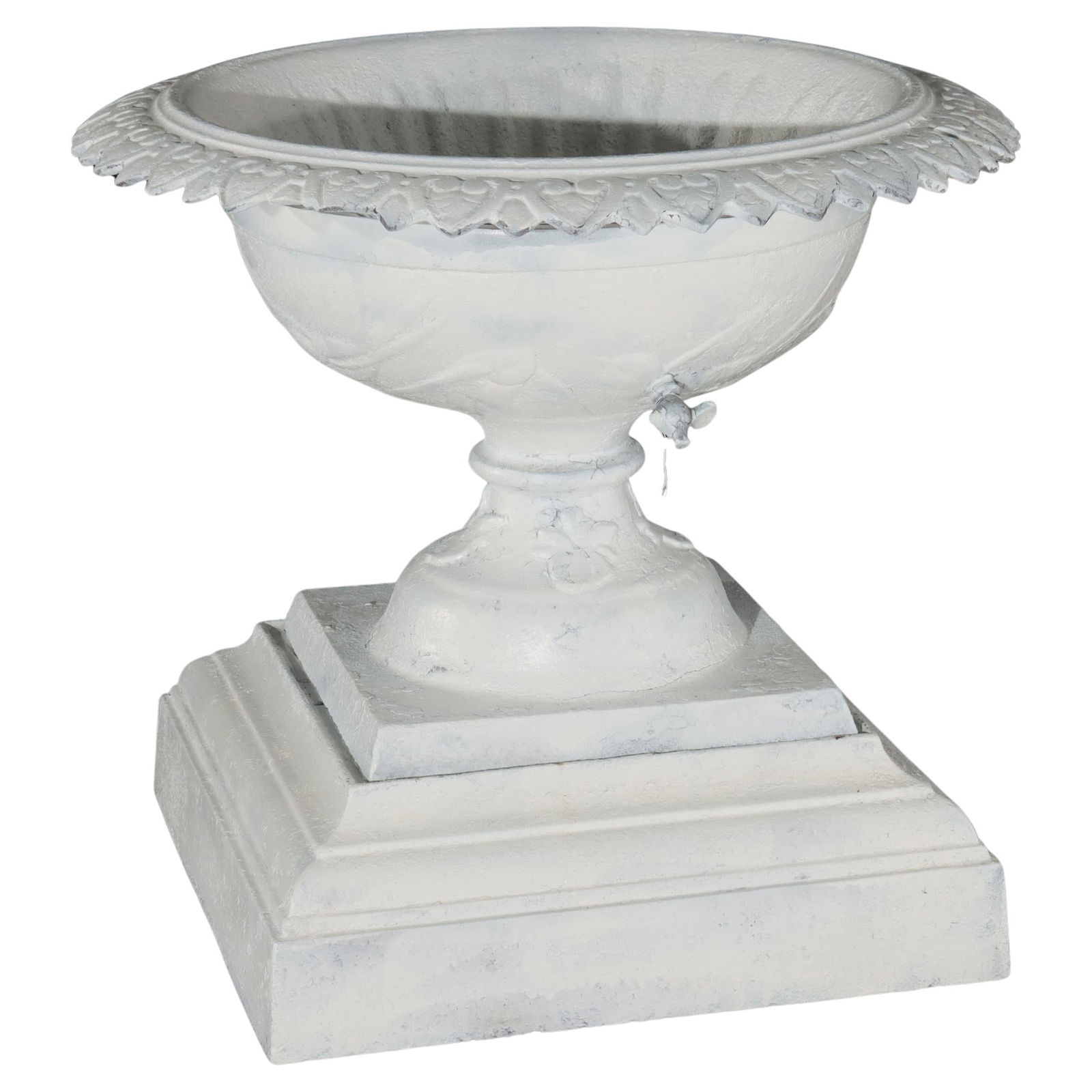 Antique Grecian Style Cast Iron Garden Urn White C1900 (1 of 8)