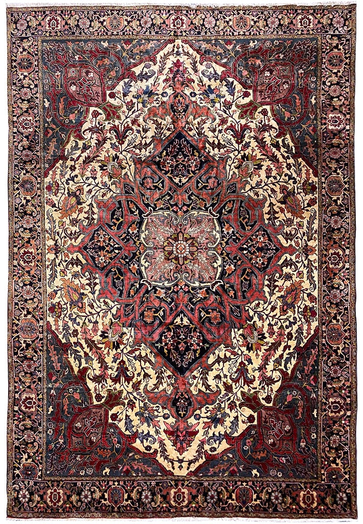 Authentic Persian 12.9 x 19.4 Heriz Rug Handmade Wool Area Rug (1 of 13)