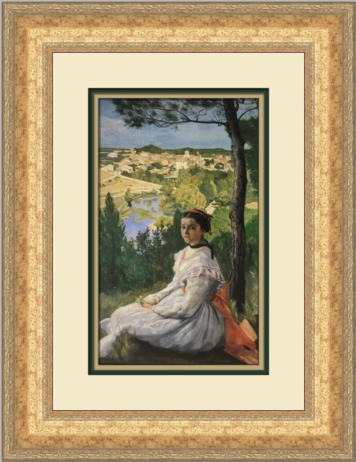 Frederic Bazille View of the Village Custom Framed Art Print: Frederic Bazille View of the Village Custom Framed Art Print This exquisite custom framed print features Frederic Bazille's captivating artwork titled "View of the Village." Measuring 20 in. high by 1