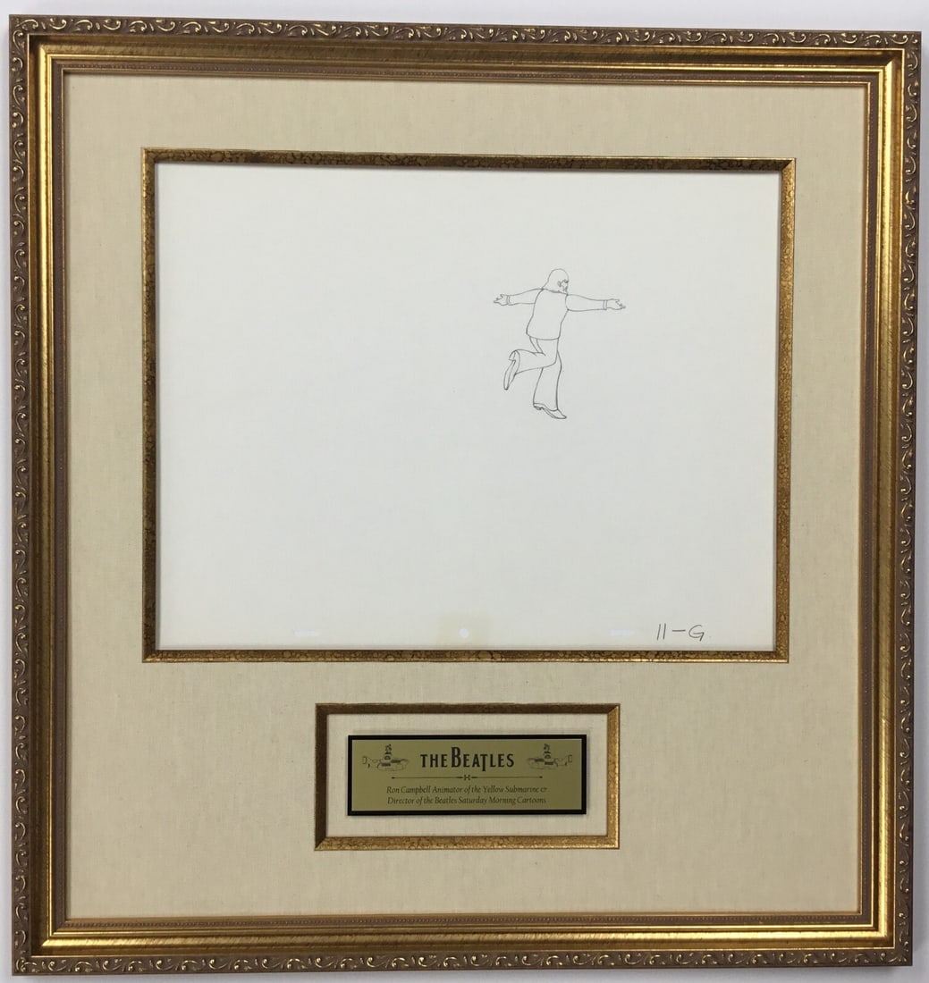 1968 Beatles Yellow Submarine George Harrison Production Drawing by Ron Campbell: 1968 Beatles Yellow Submarine George Harrison Production Drawing by Ron Campbell Immerse yourself in the world of animation with this original 1968 production drawing from the iconic Beatles film, Yel