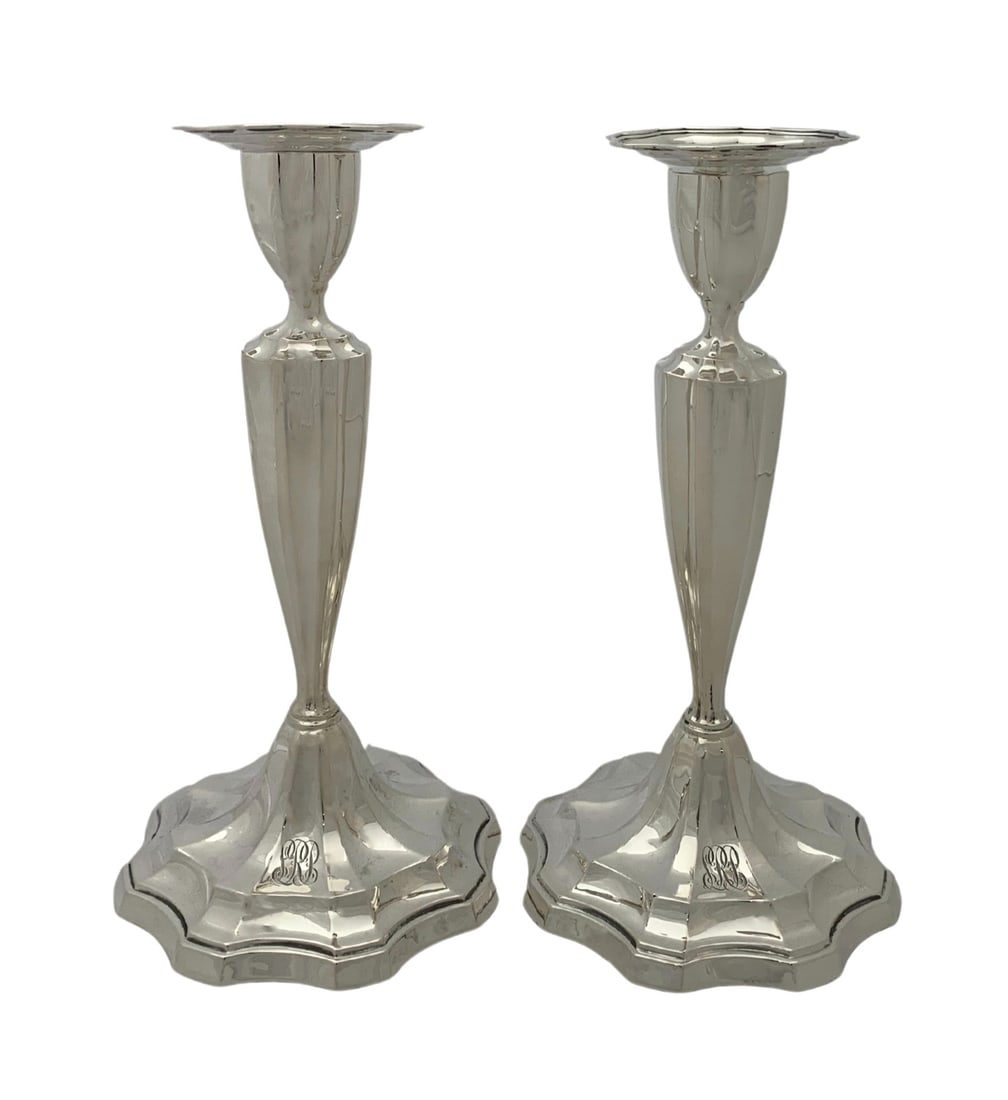 Antique 925 Sterling Silver Monogrammed Candlesticks 11.25 Inch: Antique 925 Sterling Silver Monogrammed Candlesticks 11.25 Inch Elevate your home decor with these exquisite antique 925 sterling silver candlesticks. These elegant candlesticks feature a handmade mon
