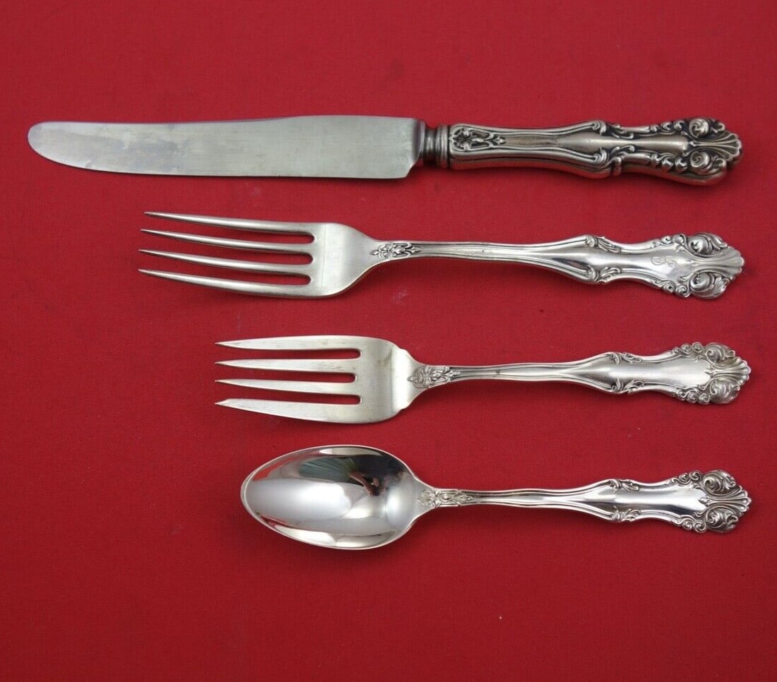 Frank Smith George VI Richfield Sterling Silver 4-Piece Flatware Set: Frank Smith George VI Richfield Sterling Silver 4-Piece Flatware Set This exquisite 4-piece flatware set features the elegant George VI aka Richfield pattern by Frank Smith, crafted from high-quality