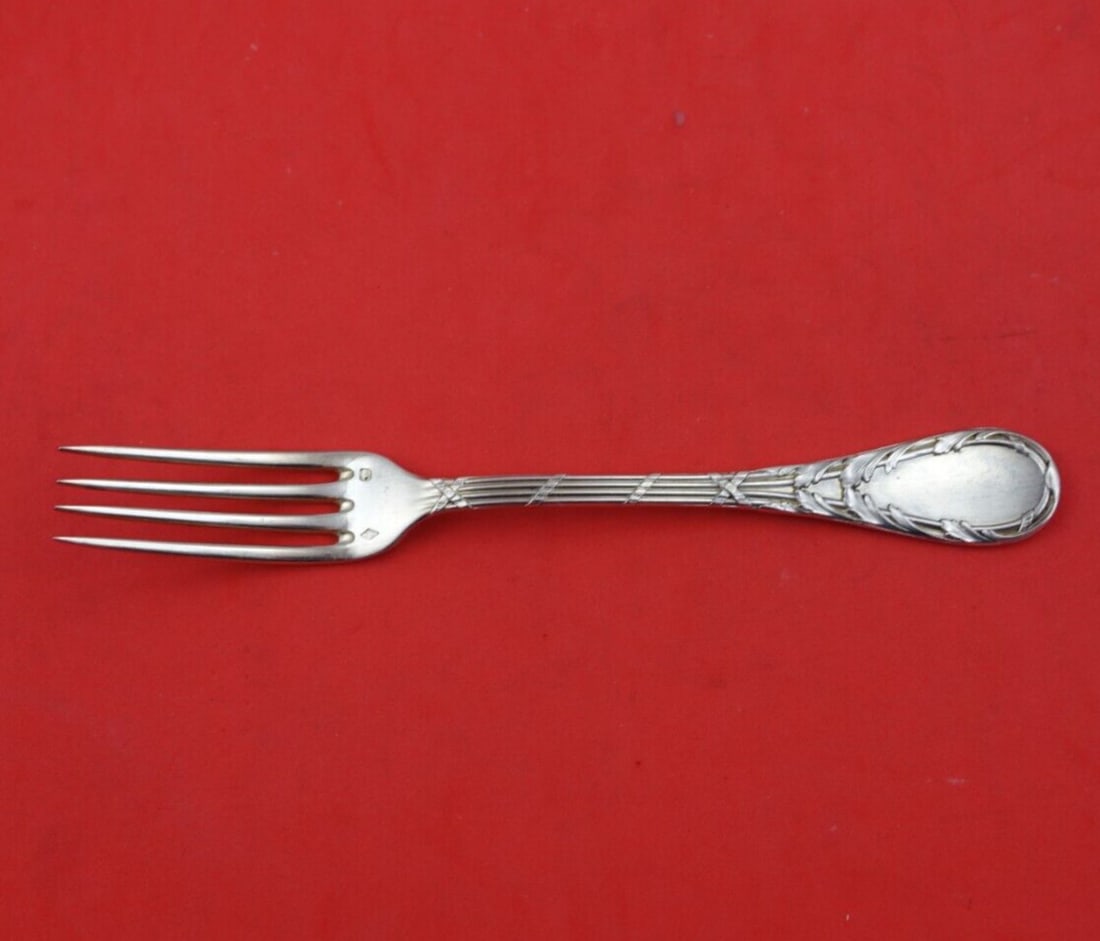George Fouquet-Lapar Ribbon .950 Silver Dinner Fork 7.5" Flatware: George Fouquet-Lapar Ribbon .950 Silver Dinner Fork 7.5" Flatware This exquisite dinner fork is crafted from .950 silver and features the elegant Ribbon pattern, also known as Marie Antoinette, by ren