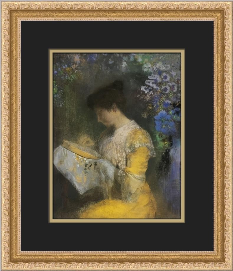 Odilon Redon Madame Arthur Fontaine Custom Framed Impressionist Print: Odilon Redon Madame Arthur Fontaine Custom Framed Impressionist Print This exquisite custom framed print features the artwork "Madame Arthur Fontaine" by renowned artist Odilon Redon. The piece showca