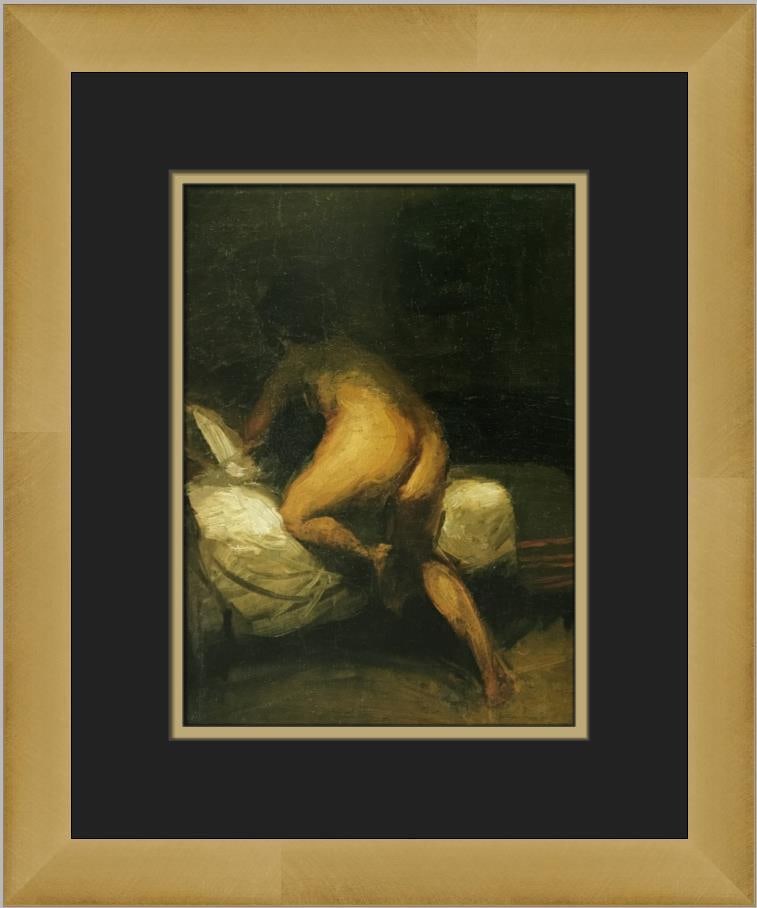Edward Hopper Nude Crawling into Bed Custom Framed Art Print: Edward Hopper Nude Crawling into Bed Custom Framed Art Print This custom framed print features Edward Hopper's captivating artwork titled "Nude Crawling into Bed," showcasing his renowned figurative a