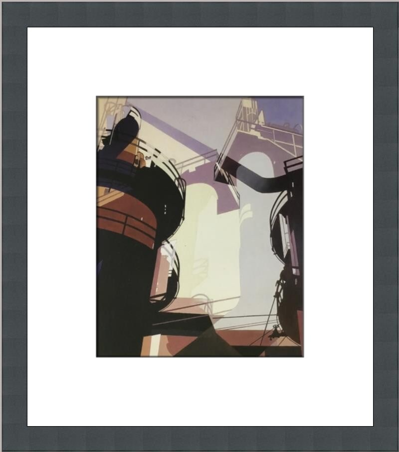 Charles Sheeler Aerial Gyrations Custom Framed Print 1997 Abstract Art: Charles Sheeler Aerial Gyrations Custom Framed Print 1997 Abstract Art This striking custom framed print titled "Aerial Gyrations" by artist Charles Sheeler showcases a captivating abstract impression