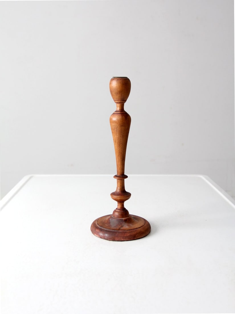 Antique Parsons Wooden Candlestick Holder 12 Inch Tall: Antique Parsons Wooden Candlestick Holder 12 Inch Tall This tall antique turned wood candlestick holder, crafted by Parsons Products of Chicago, features an elegant height and smooth design that makes