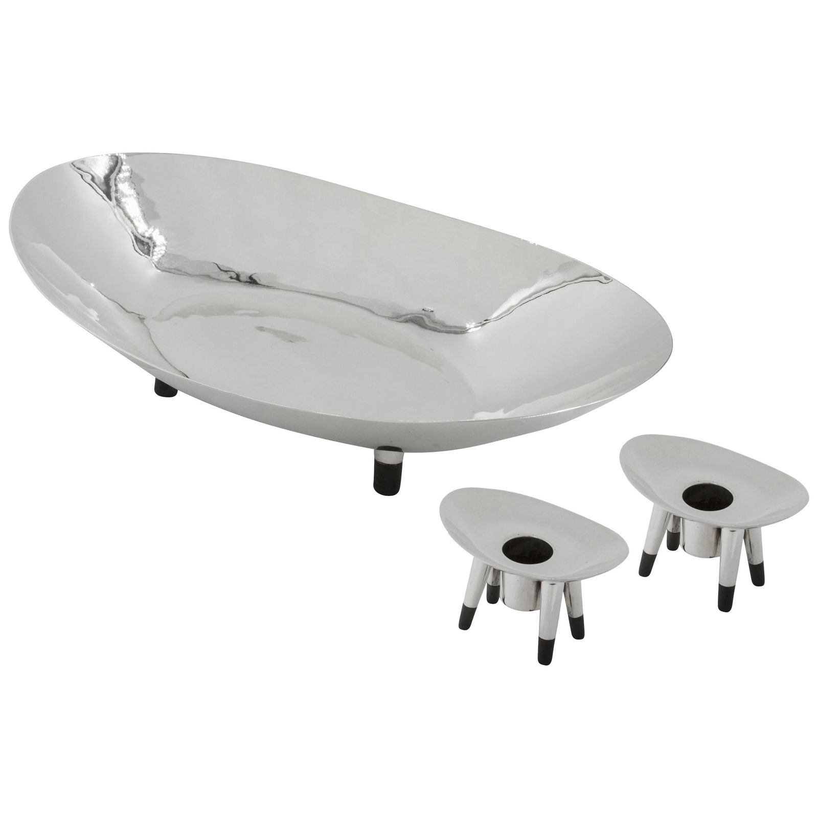 Arts and Crafts Sterling Silver Bowl and Candlestick Set of 3: Arts and Crafts Sterling Silver Bowl and Candlestick Set of 3 Discover this exquisite three-piece hand-wrought suite featuring a bowl and matching candlesticks, true to the Arts and Crafts design phil