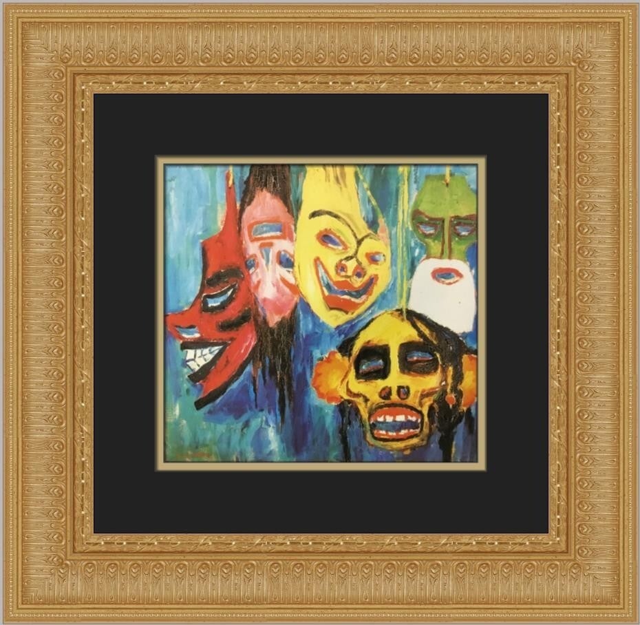 Emil Nolde Masks III Custom Framed Impressionism Print 18x18: Emil Nolde Masks III Custom Framed Impressionism Print 18x18 This exquisite custom framed print titled "Masks III" by renowned artist Emil Nolde showcases the artist's signature Impressionist style. M
