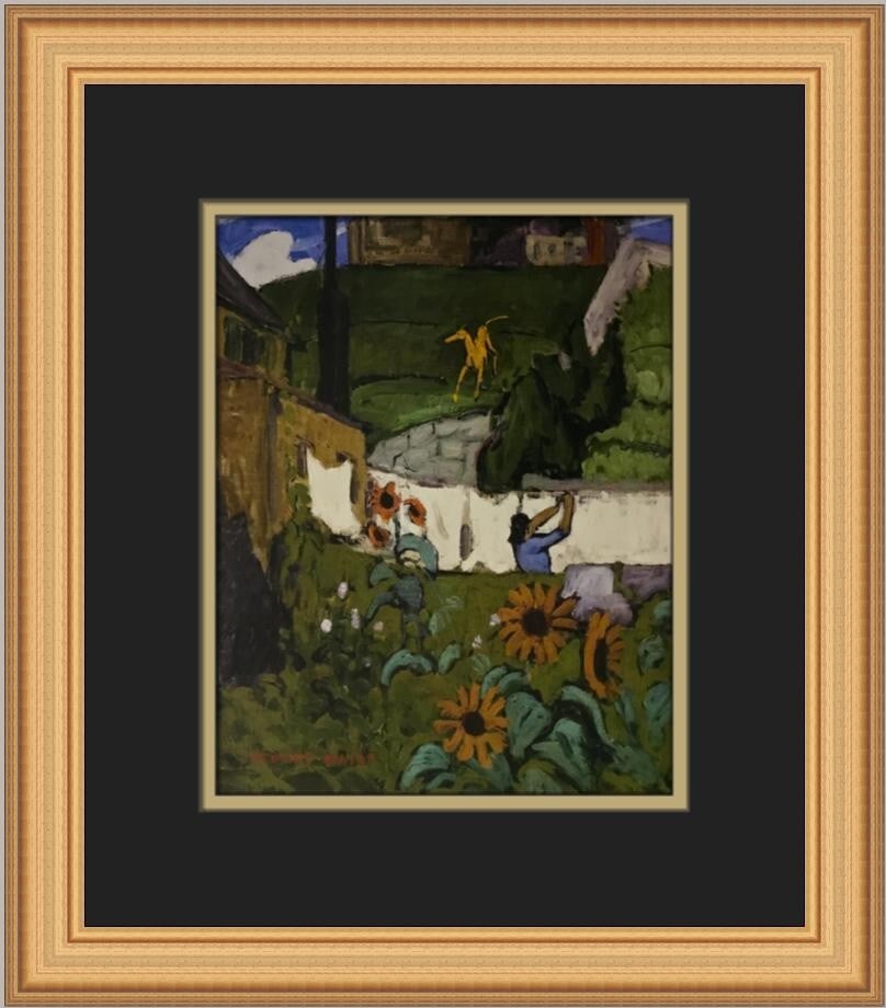 Stuart Davis Gloucester Backyard Custom Framed Print 14x13 Expressionism: Stuart Davis Gloucester Backyard Custom Framed Print 14x13 Expressionism This exquisite custom framed print titled 'Gloucester Backyard' by artist Stuart Davis captures the essence of Expressionism an