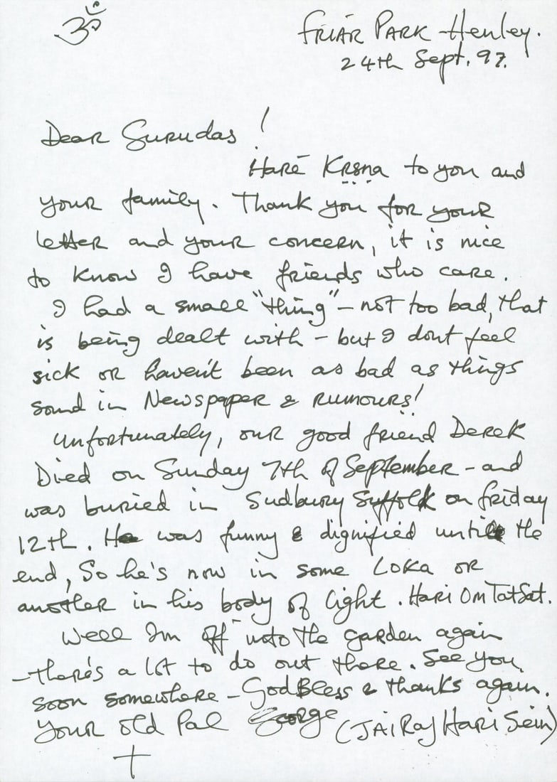 George Harrison The Beatles Authentic Handwritten Letter Signed COA Beckett: George Harrison The Beatles Authentic Handwritten Letter Signed COA Beckett This authentic handwritten letter from George Harrison of The Beatles is a remarkable piece of music history. Dated Septembe