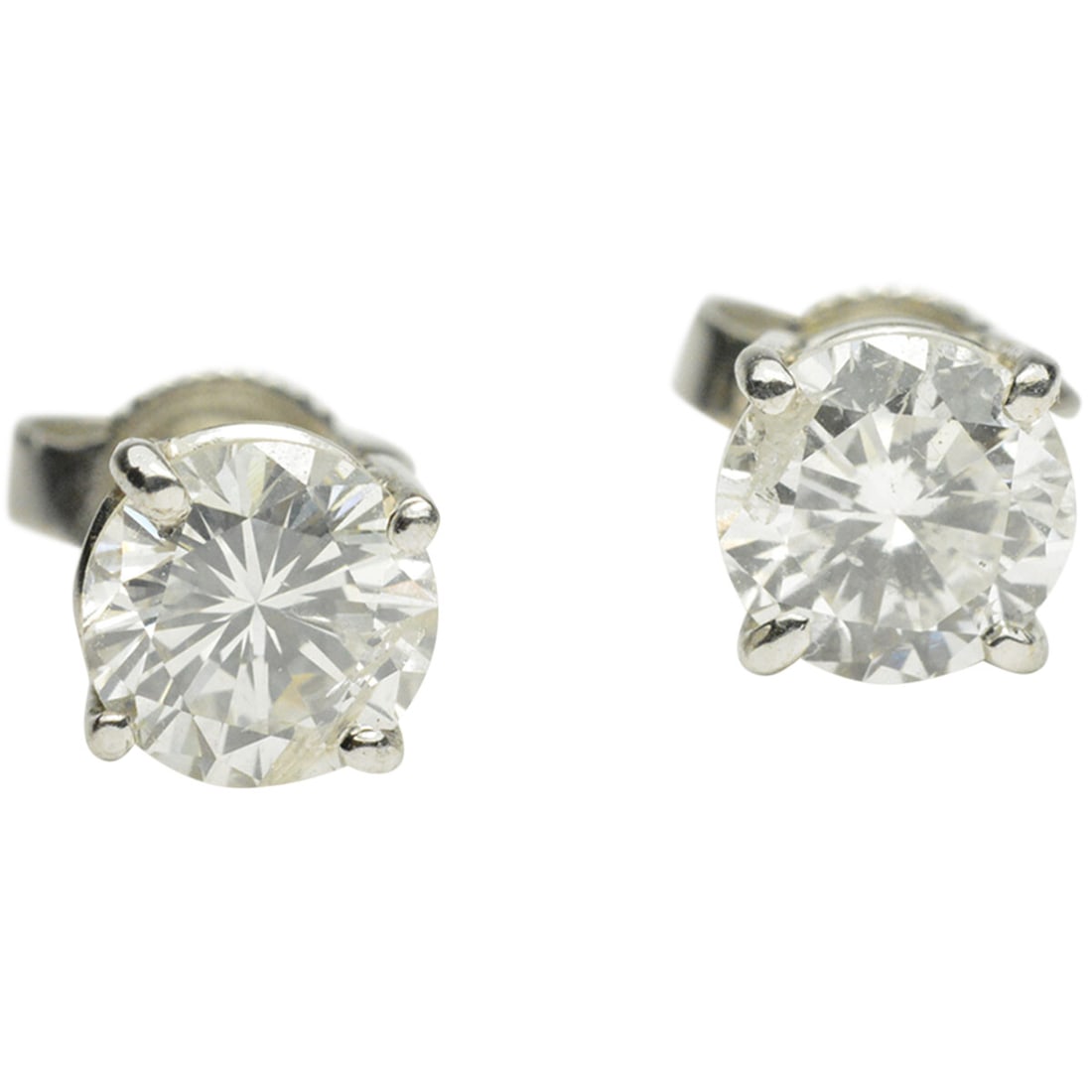 14k White Gold 1.50ct Diamond Stud Earrings Round Brilliant G-I SI-I1 (1 of 5)