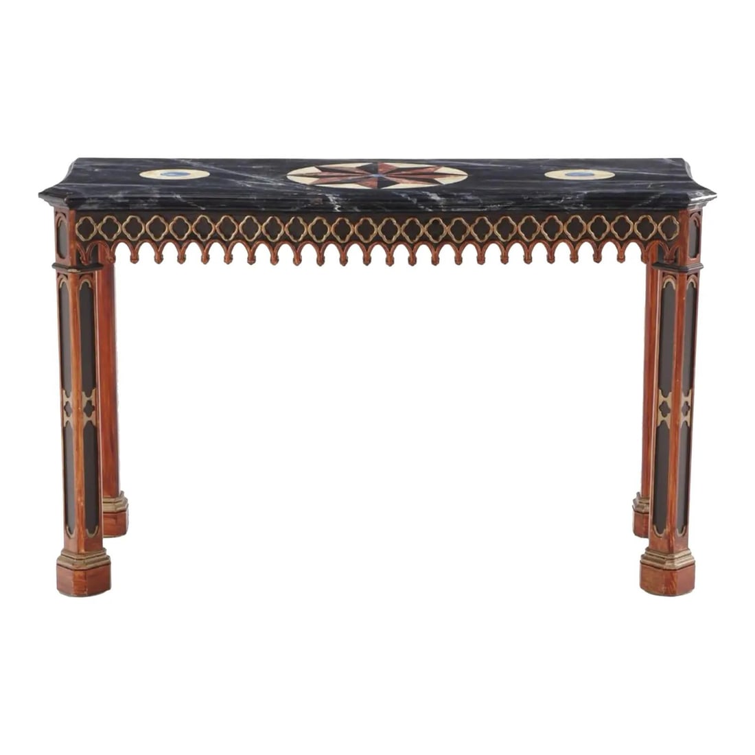 Regency Chippendale Console Table Faux Marble Carved Apron (1 of 10)