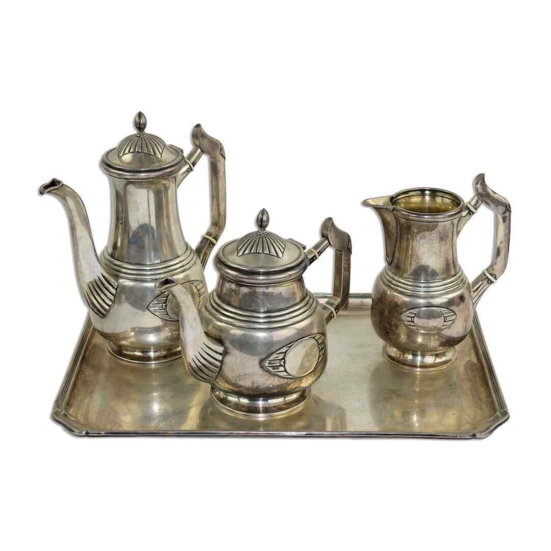 Art Deco CHF Danish Sterling Silver Tea Set 4 Pieces 93oz (1 of 18)