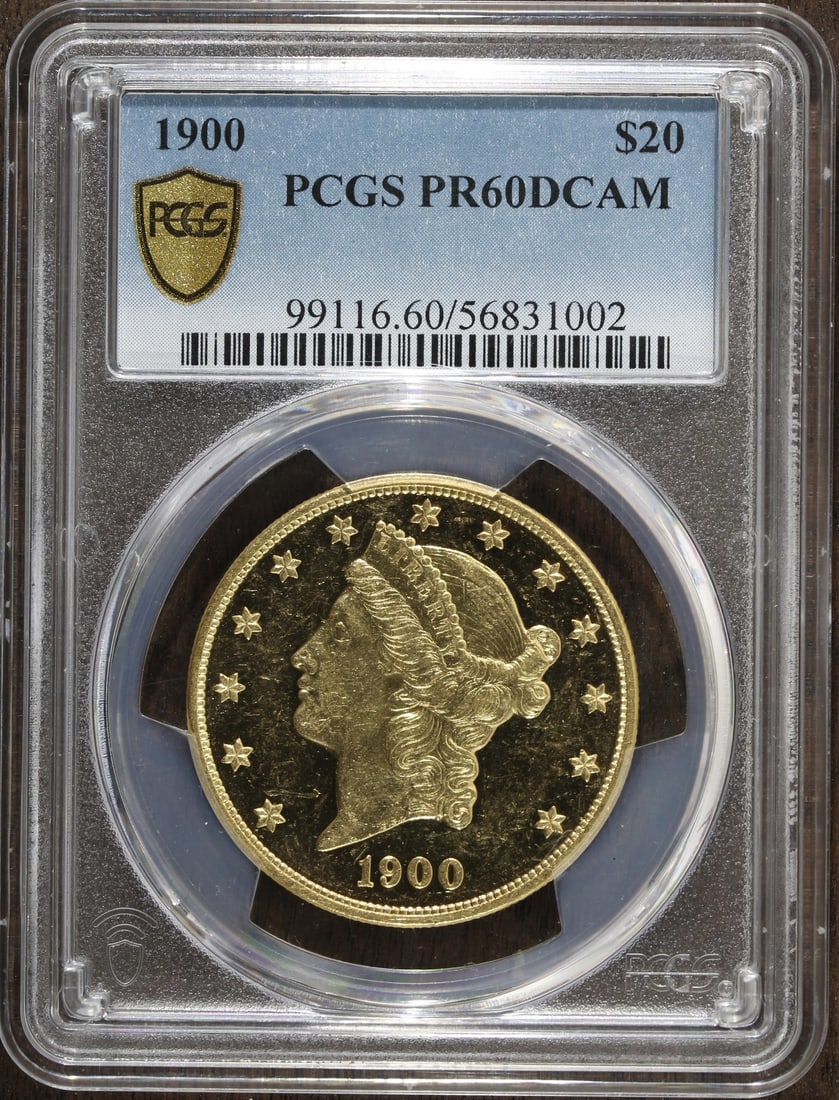 1900 Proof Liberty Head Double Eagle $20 Gold PCGS Certified: 1900 Proof Liberty Head Double Eagle $20 Gold PCGS Certified This stunning 1900 Proof Liberty Head Double Eagle $20 showcases exceptional craftsmanship and historical significance. With an uncirculate
