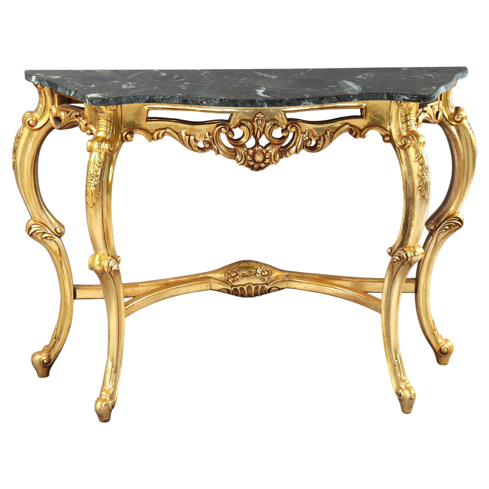 Vintage French Louis XIV Style Gilt Wood Marble Top Console Table: Vintage French Louis XIV Style Gilt Wood Marble Top Console Table This exquisite vintage console table embodies the elegance of French Louis XIV style, featuring intricately carved gilt wood and a stu