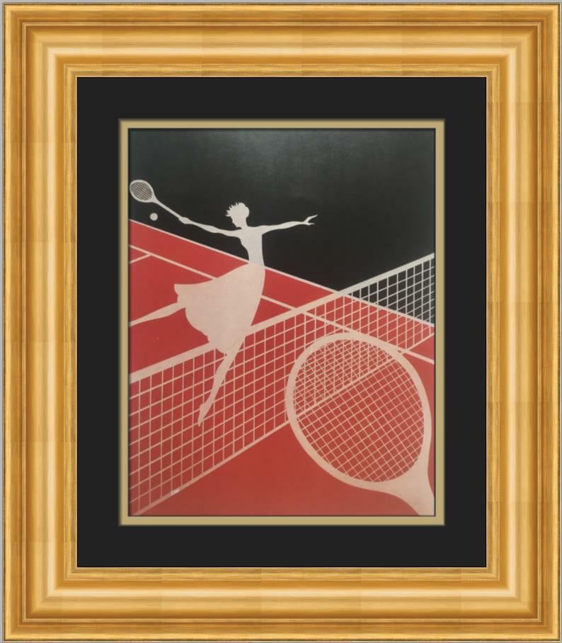 Erte Love Art Deco Custom Framed Lithograph Print 18x21: Erte Love Art Deco Custom Framed Lithograph Print 18x21 This exquisite custom framed print titled "Love" by the renowned artist Erte captures the essence of Art Deco style. Produced using offset litho