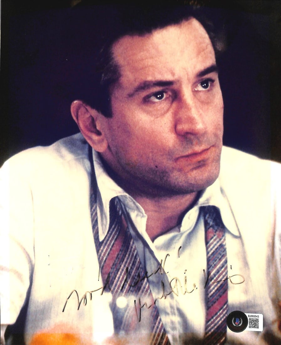 Robert De Niro Goodfellas Signed 8x10 Photo Beckett Certified: Robert De Niro Goodfellas Signed 8x10 Photo Beckett Certified This is an original 8x10 photograph featuring Robert De Niro as "James Conway" from the iconic film Goodfellas. The photo is autographed b