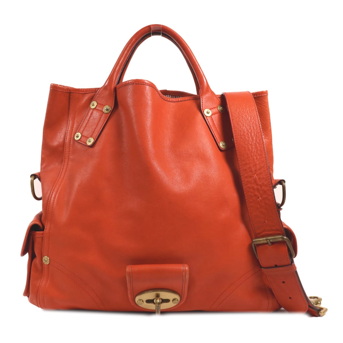 MULBERRY Red Calfskin 2 Way Shoulder Handbag GHW: MULBERRY Red Calfskin 2 Way Shoulder Handbag GHW This MULBERRY 2 Way Shoulder Bag combines elegance and functionality. Crafted from luxurious calfskin leather in a striking red hue, this handbag is de