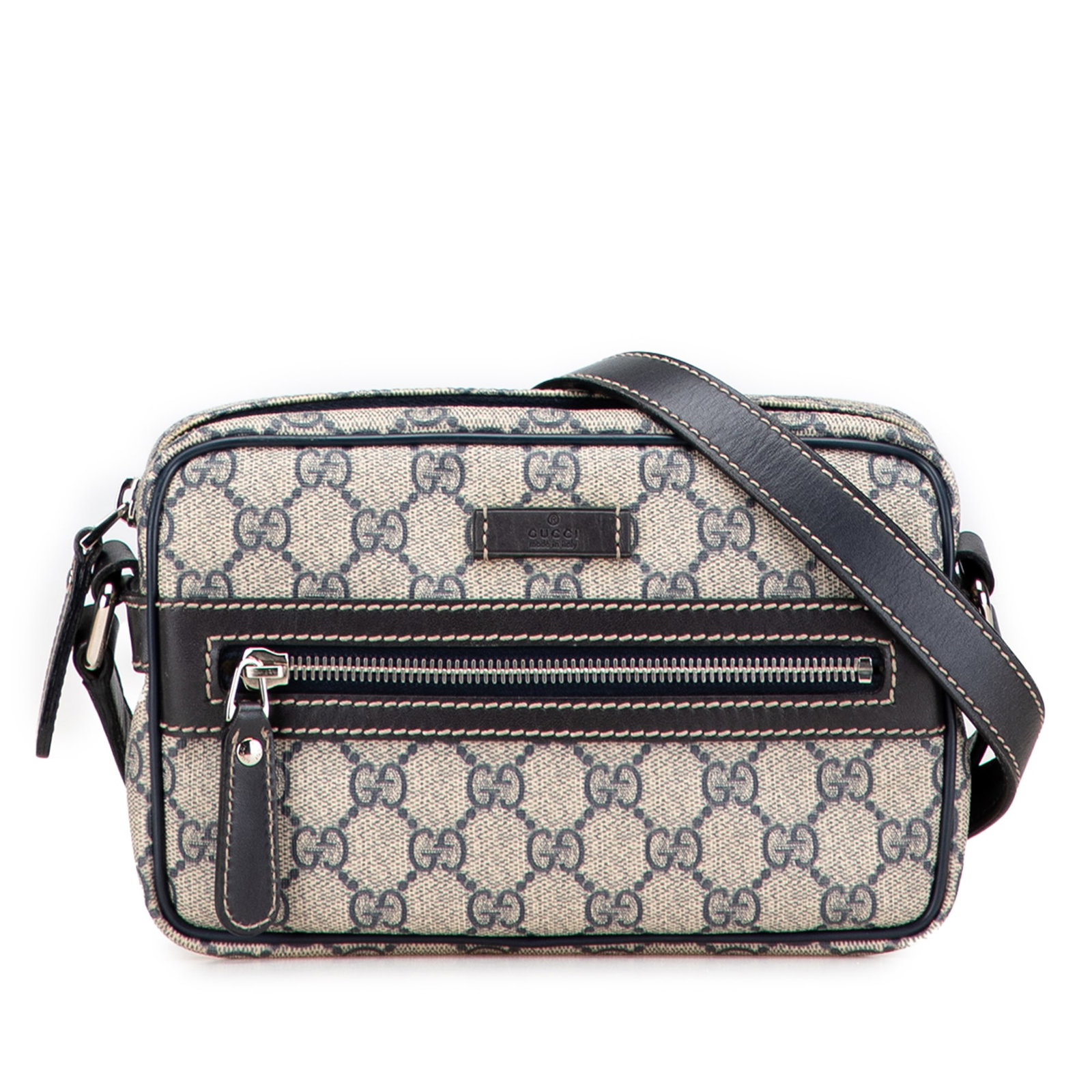 Gucci GG Supreme Brown Coated Canvas Crossbody Bag: Gucci GG Supreme Brown Coated Canvas Crossbody Bag The Gucci GG Supreme Crossbody bag combines style and functionality with its coated canvas body and leather trim. It features a flat leather strap fo