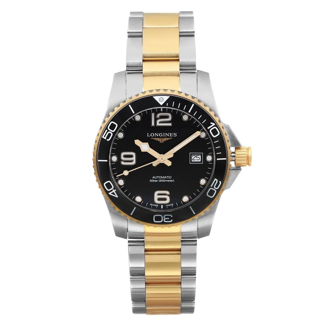 Longines HydroConquest 41mm Two-Tone Black Dial Automatic Men's Watch: Longines HydroConquest 41mm Two-Tone Black Dial Automatic Men's Watch Discover the elegance and functionality of the Longines HydroConquest, a distinguished wristwatch designed for those who appreciat