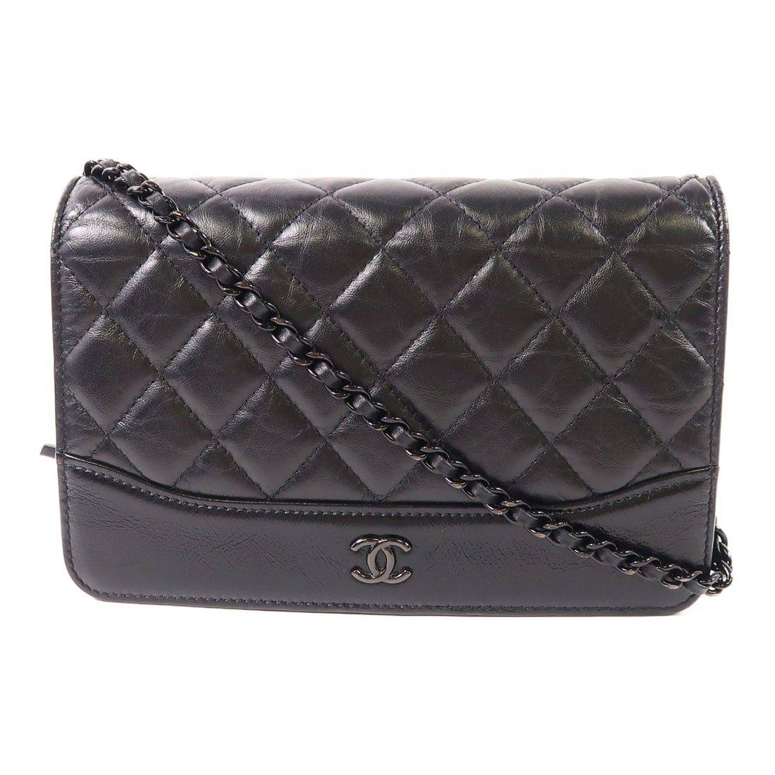 CHANEL Gabrielle WOC Black Calfskin Chain Shoulder Bag: CHANEL Gabrielle WOC Black Calfskin Chain Shoulder Bag Introducing the CHANEL CC Gabrielle Wallet on Chain (WOC) Shoulder Bag, a sophisticated accessory crafted from premium calfskin leather in a time