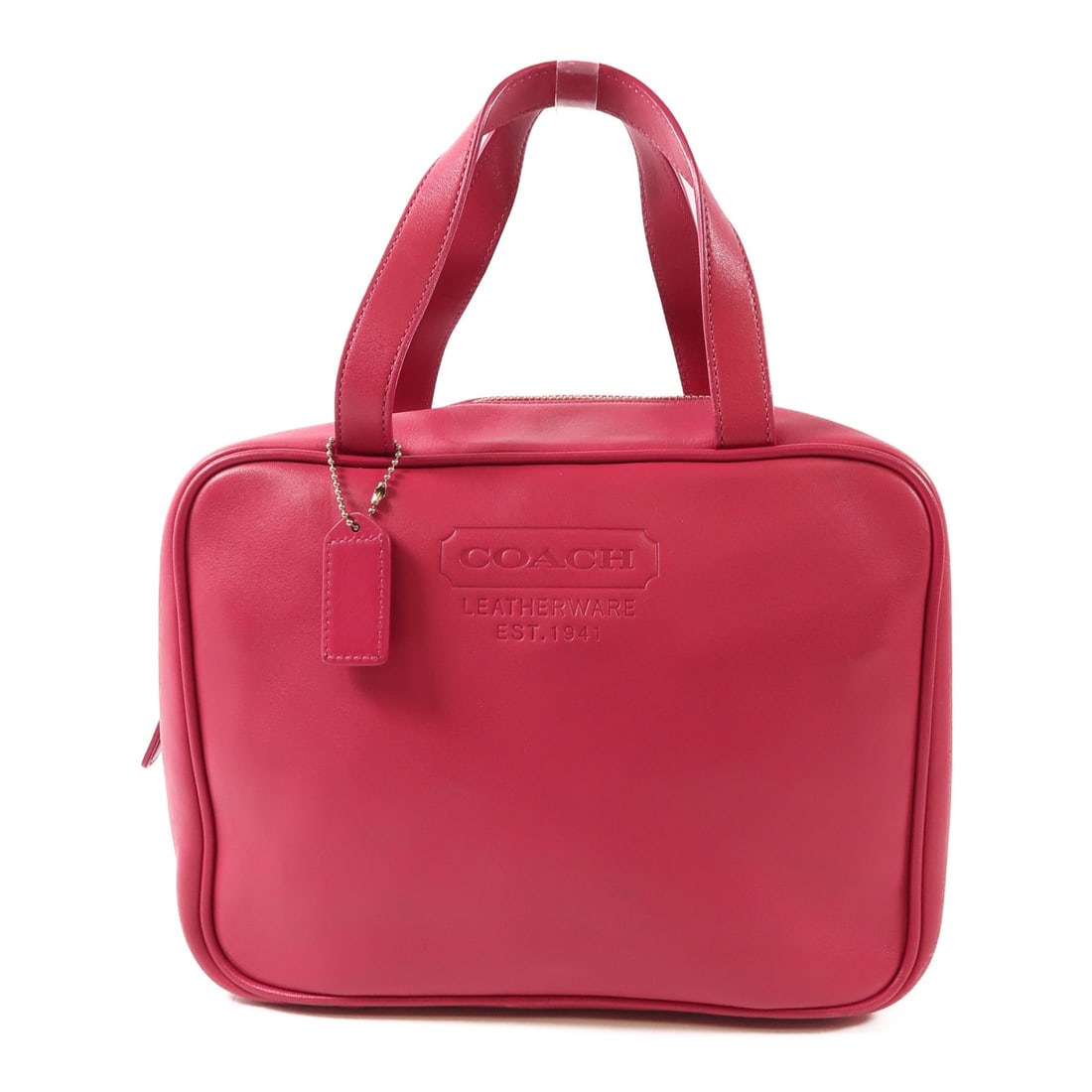 COACH Calfskin Leather Handbag Pink 10.2 x 7.9 x 3.9: COACH Calfskin Leather Handbag Pink 10.2 x 7.9 x 3.9 This stylish COACH handbag is crafted from premium calfskin leather in a beautiful pink hue. Designed for everyday use, it features a classic handb