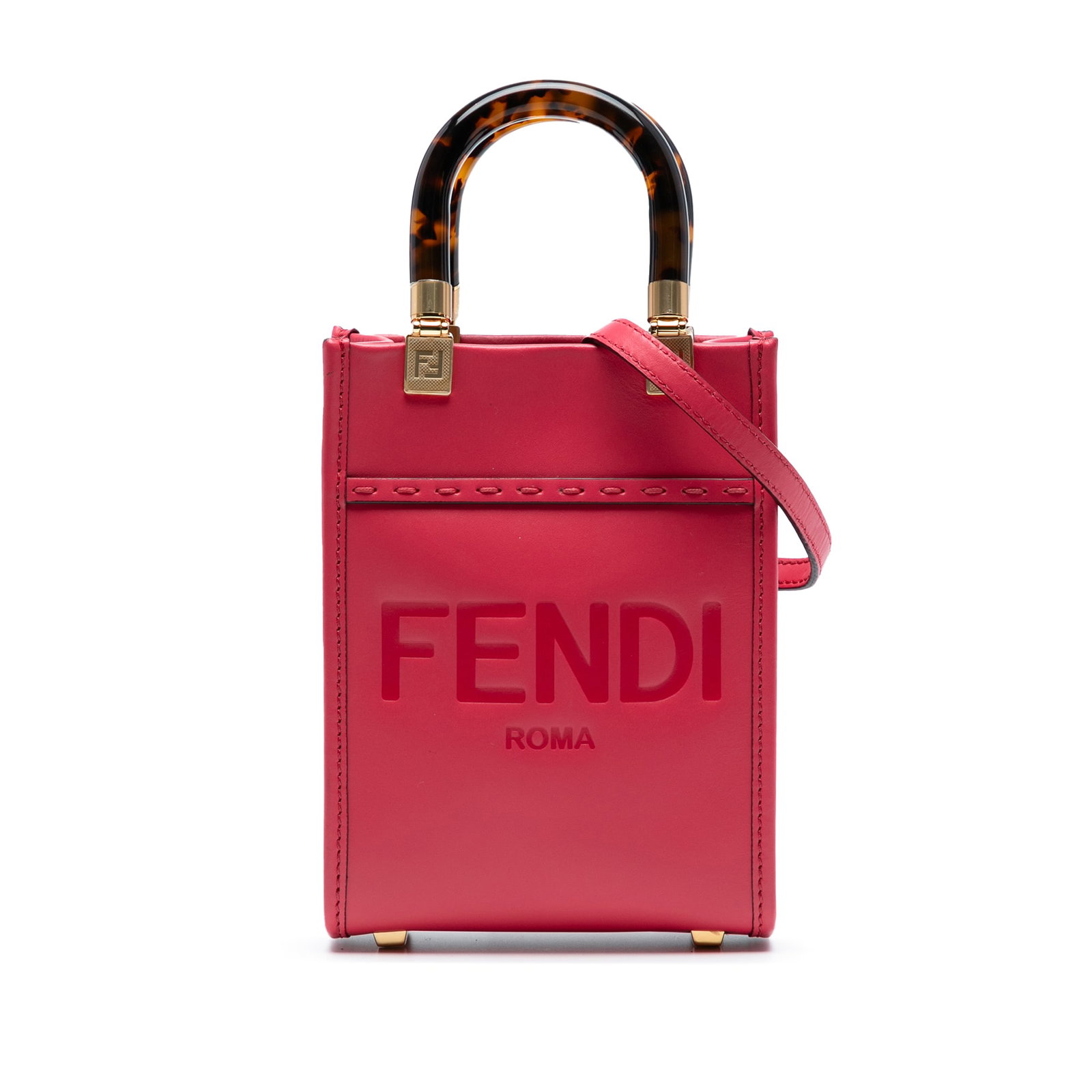 Fendi Mini Sunshine Shopper Tote Pink Leather Bag: Fendi Mini Sunshine Shopper Tote Pink Leather Bag Introducing the Fendi Mini Sunshine Shopper Tote, a stylish accessory that embodies luxury and practicality. Crafted from high-quality leather, this t
