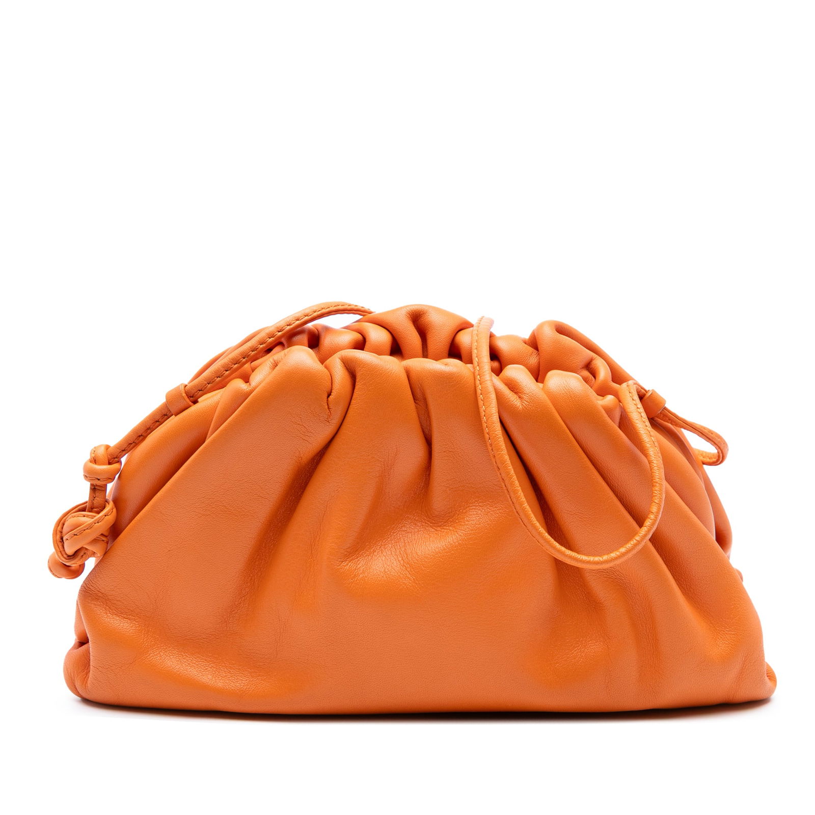 Bottega Veneta Lambskin Mini Pouch Crossbody Bag Orange: Bottega Veneta Lambskin Mini Pouch Crossbody Bag Orange This Bottega Veneta Mini Pouch Crossbody is a stylish accessory crafted from soft lambskin leather, featuring a vibrant orange hue. The bag is d