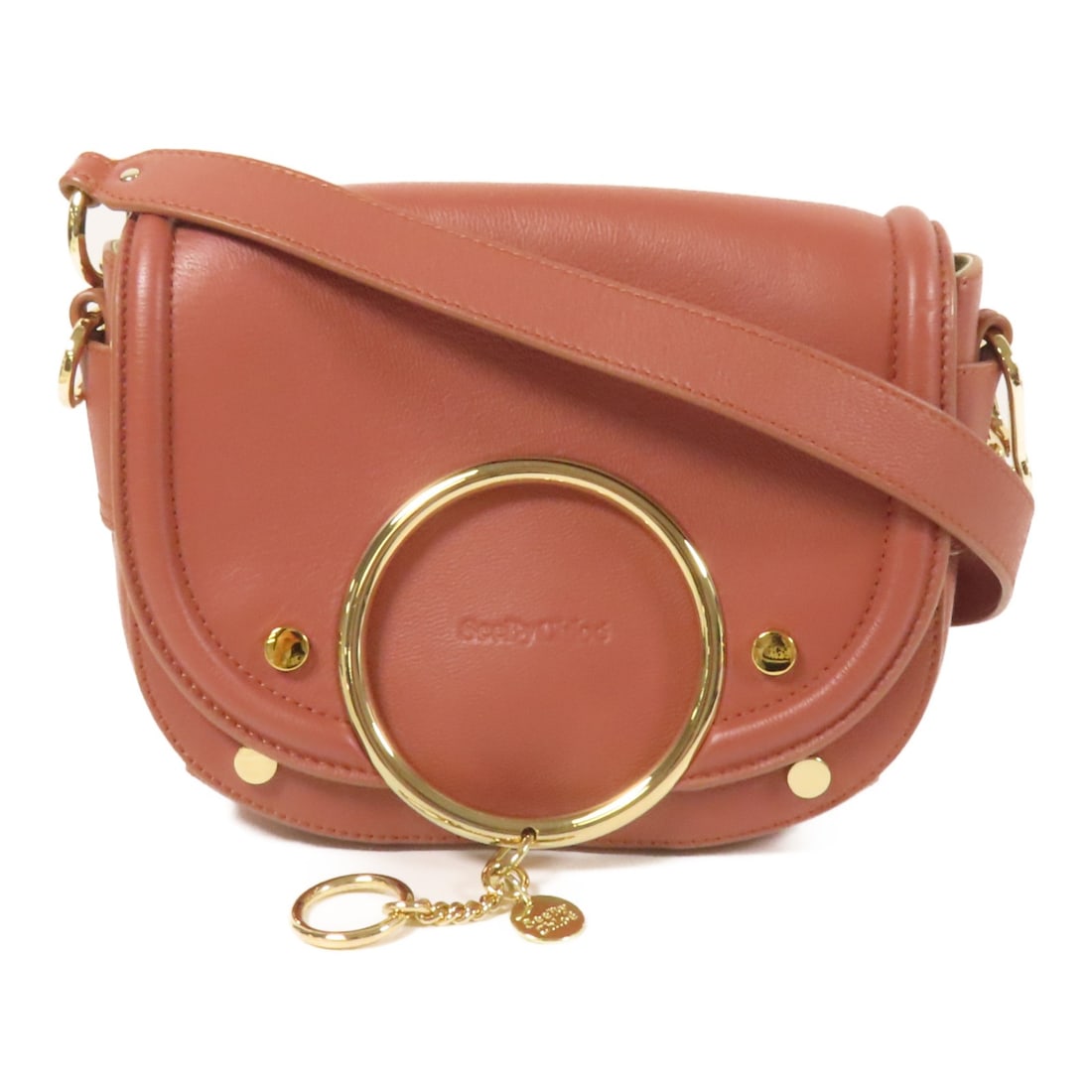 SEE BY CHLOE Pink Calfskin Leather Shoulder Bag GHW: SEE BY CHLOE Pink Calfskin Leather Shoulder Bag GHW Elevate your accessory collection with this stylish shoulder bag from SEE BY CHLOE. Crafted from high-quality calfskin leather, this bag features a