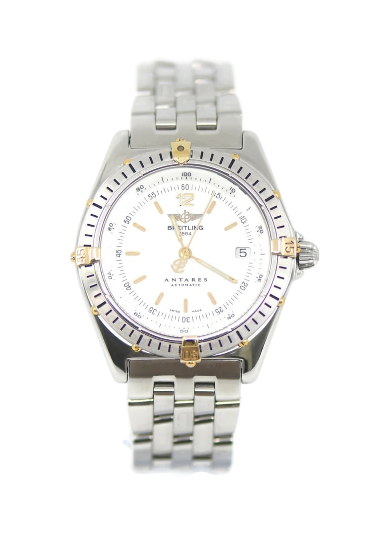 Breitling Antares D10047 Stainless Steel Automatic Watch with Box: Breitling Antares D10047 Stainless Steel Automatic Watch with Box Discover the exquisite Breitling Antares Stainless Steel Watch, a perfect blend of elegance and functionality. This pre-owned timepiec