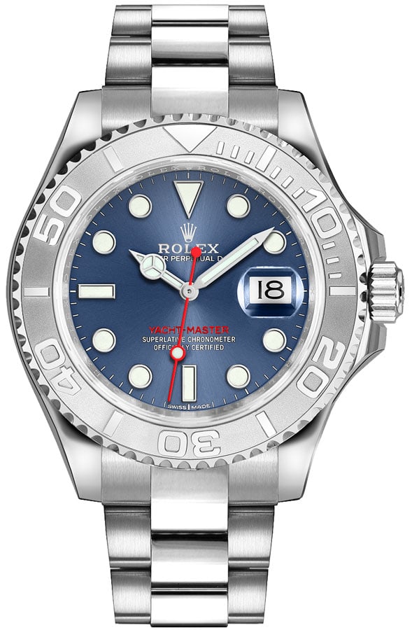 Rolex Yacht Master 116622 Blue Dial Oyster 2013 with Warranty Card: Rolex Yacht Master 116622 Blue Dial Oyster 2013 with Warranty Card This men's Rolex Yacht Master features a stunning blue dial and a rotating bezel, set within a robust 40mm stainless steel case. The