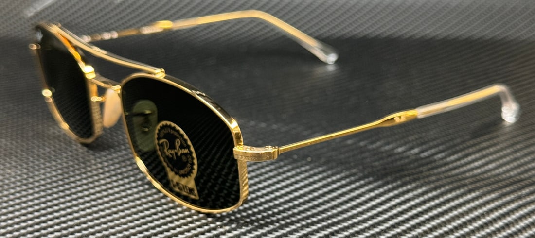 Ray-Ban RB3719 Sunglasses Gold Frame Green Lenses 51mm Unisex: Ray-Ban RB3719 Sunglasses Gold Frame Green Lenses 51mm Unisex Elevate your style with these Ray-Ban RB3719 sunglasses, featuring an elegant gold frame complemented by striking green lenses. These unis