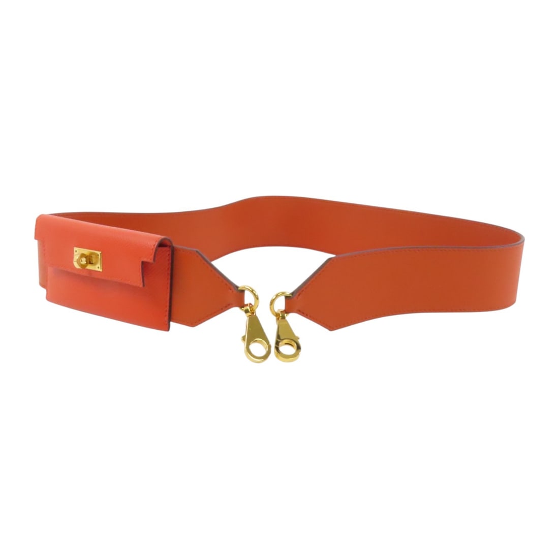 HERMES Kelly Pocket Bag Strap Epsom Leather Cuivre Orange: HERMES Kelly Pocket Bag Strap Epsom Leather Cuivre Orange This exquisite HERMES Kelly Pocket Bag Strap is crafted from high-quality Epsom leather, featuring a stunning 6C Cuivre Orange color that adds