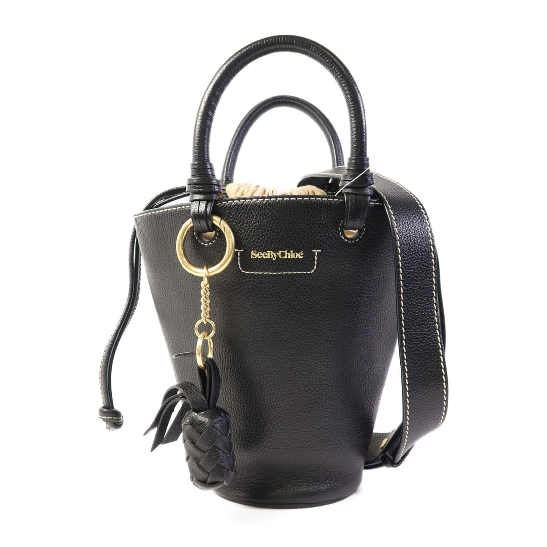 SEE BY CHLOE 2 Way Shoulder Bag Black Calfskin Leather GHW: SEE BY CHLOE 2 Way Shoulder Bag Black Calfskin Leather GHW Introducing the SEE BY CHLOE 2 Way Shoulder Bag, a stylish accessory crafted from luxurious calfskin leather in classic black. This versatile