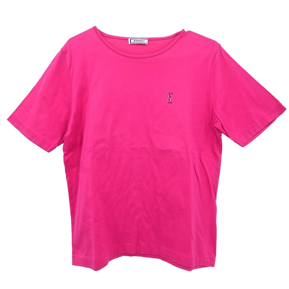 Yves Saint Laurent Pink Cotton T-shirt Logo Short Sleeve #M: Yves Saint Laurent Pink Cotton T-shirt Logo Short Sleeve #M Elevate your casual wardrobe with this Yves Saint Laurent T-shirt. Crafted from 100% cotton, this pink top features a round neckline and sho