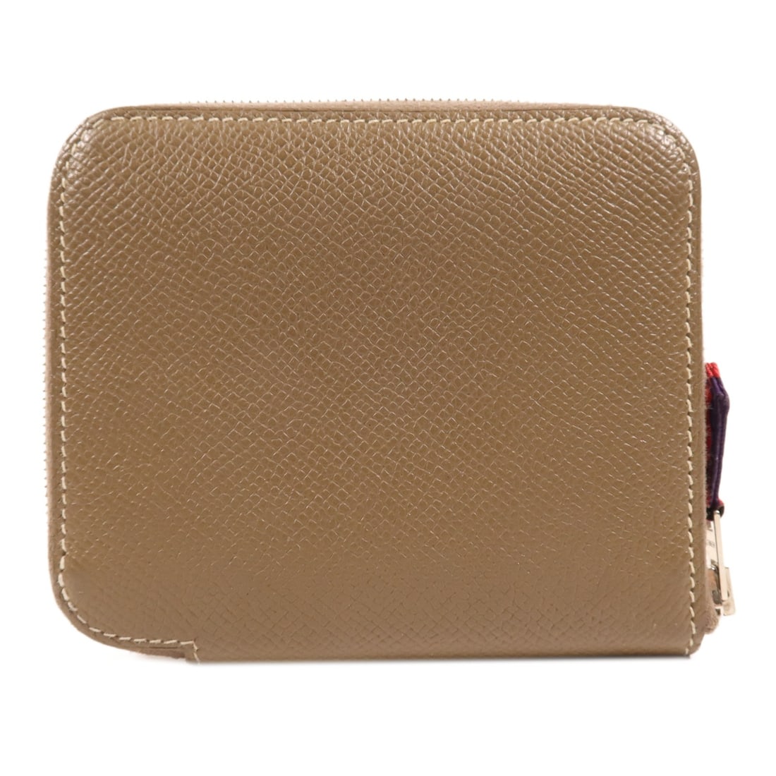 HERMES Epsom Leather Compact Wallet Gray PHW Round Style: HERMES Epsom Leather Compact Wallet Gray PHW Round Style This elegant compact wallet from HERMES is crafted from high-quality Epsom leather in a sophisticated gray hue. Its round design features a dur