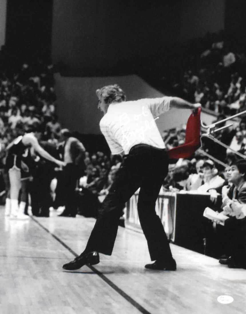 Bob Knight Signed Indiana Hoosiers 16x20 Photo JSA Certified: Bob Knight Signed Indiana Hoosiers 16x20 Photo JSA Certified This is an original 16x20 photograph featuring the legendary Bob Knight, known for his impactful coaching career with the Indiana Hoosiers