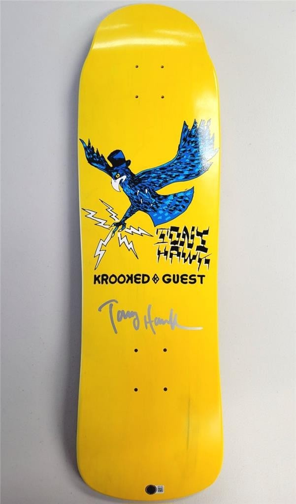 Tony Hawk Signed 2014 Krooked Powell Peralta Skateboard Deck LE 540 Beckett Authenticated: Tony Hawk Signed 2014 Krooked Powell Peralta Skateboard Deck LE 540 Beckett Authenticated This is an original skateboard deck from Krooked Powell Peralta, featuring the iconic signature of Tony Hawk. 
