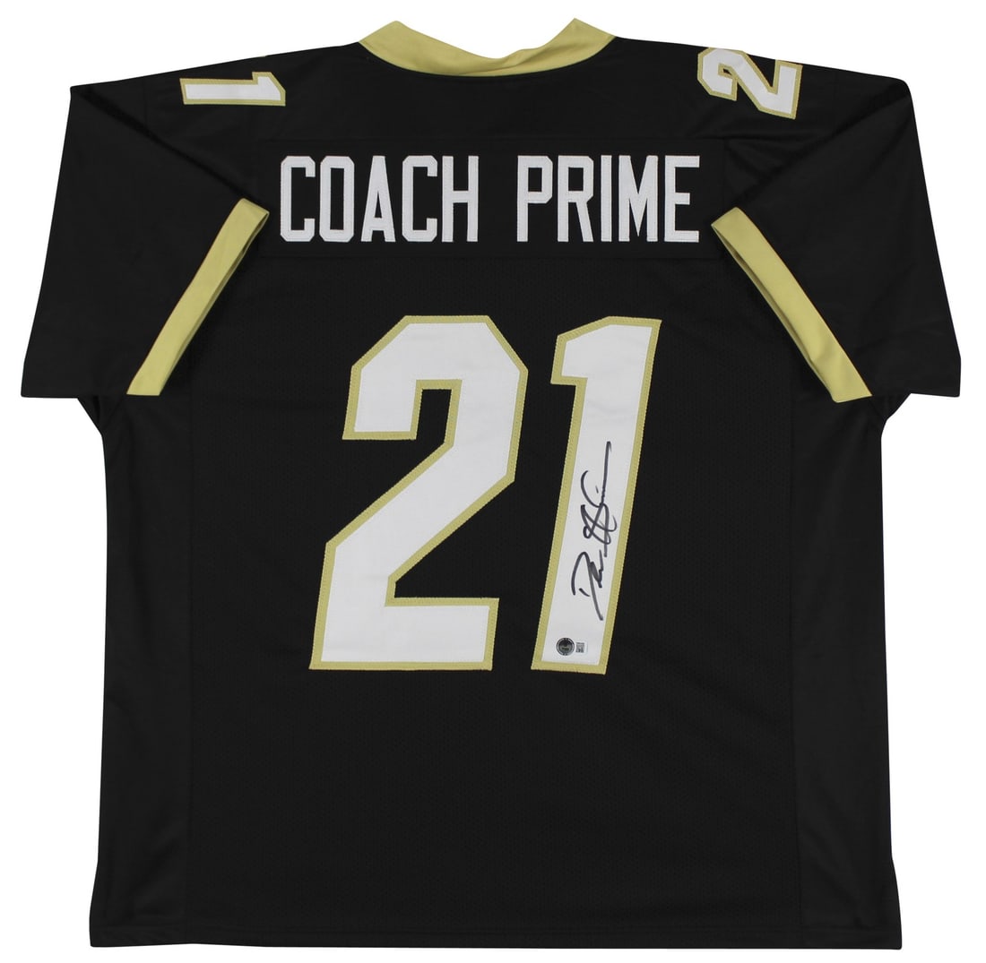 Deion Sanders Signed Colorado Buffaloes Coach Prime Jersey BAS Witnessed: Deion Sanders Signed Colorado Buffaloes Coach Prime Jersey BAS Witnessed Celebrate your passion for football with this authentic Coach Prime Black Pro Style Jersey, personally signed by the legendary