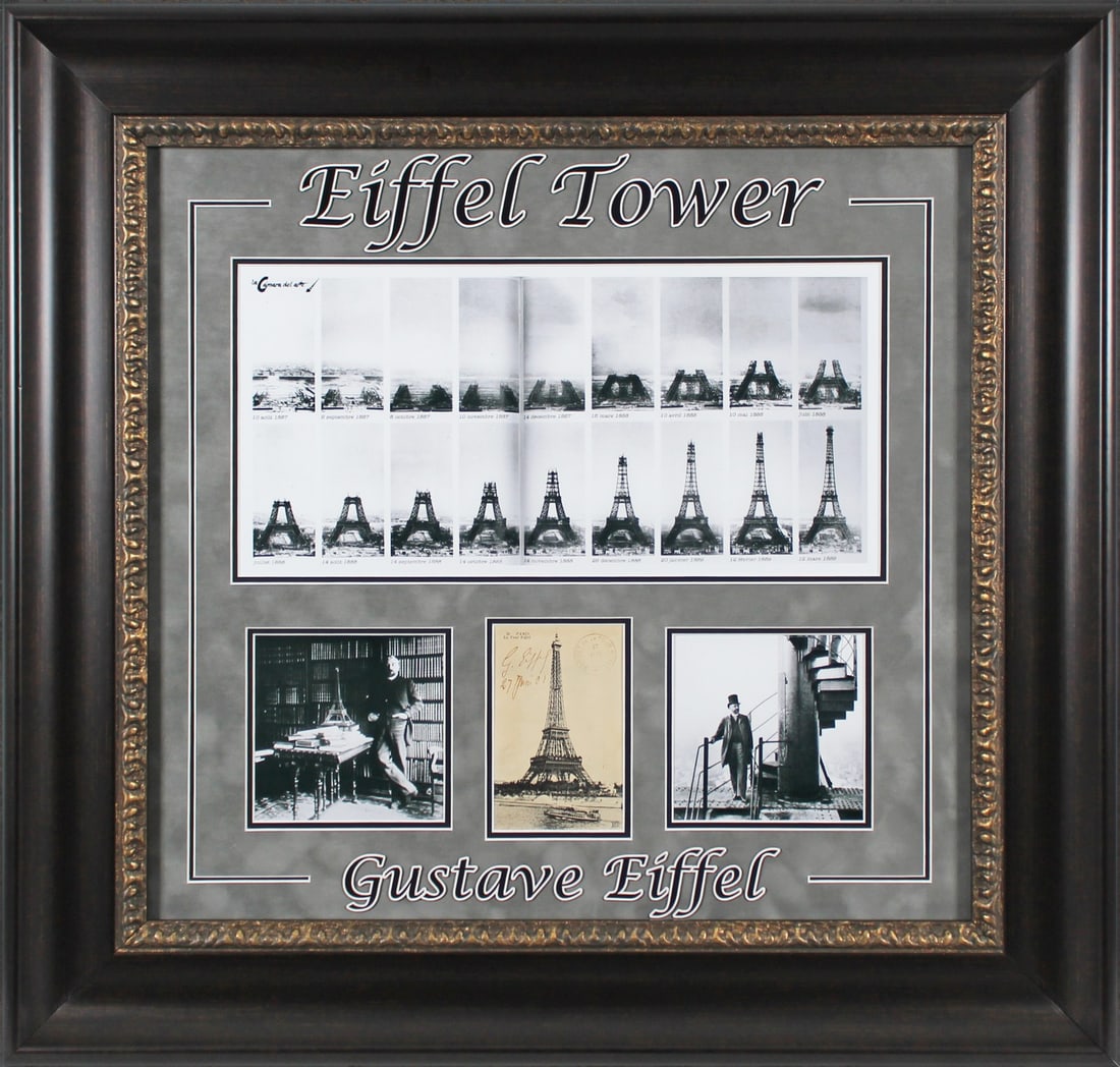 Gustave Eiffel Signed Framed Postcard 3.5x5.5 Beckett Authenticated: Gustave Eiffel Signed Framed Postcard 3.5x5.5 Beckett Authenticated This authentic and framed 3.5x5.5 postcard features the signature of Gustave Eiffel, renowned for the iconic Eiffel Tower. The postc