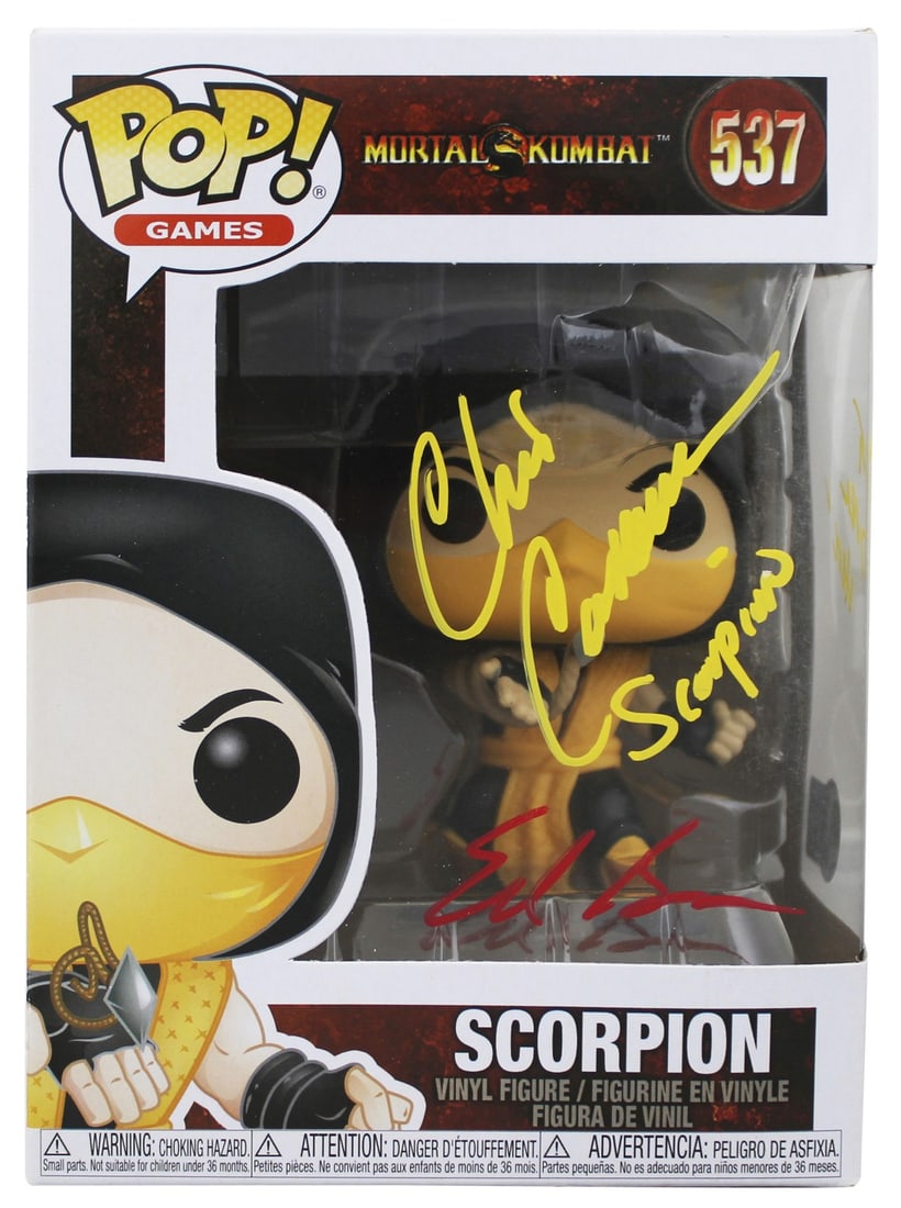 Chris Casamassa Ed Boon Signed Scorpion Funko Pop BAS Authenticated: Chris Casamassa Ed Boon Signed Scorpion Funko Pop BAS Authenticated This is an autographed Mortal Kombat Scorpion #537 Funko Pop Vinyl Figure, personally signed by Chris Casamassa and Ed Boon. The fig