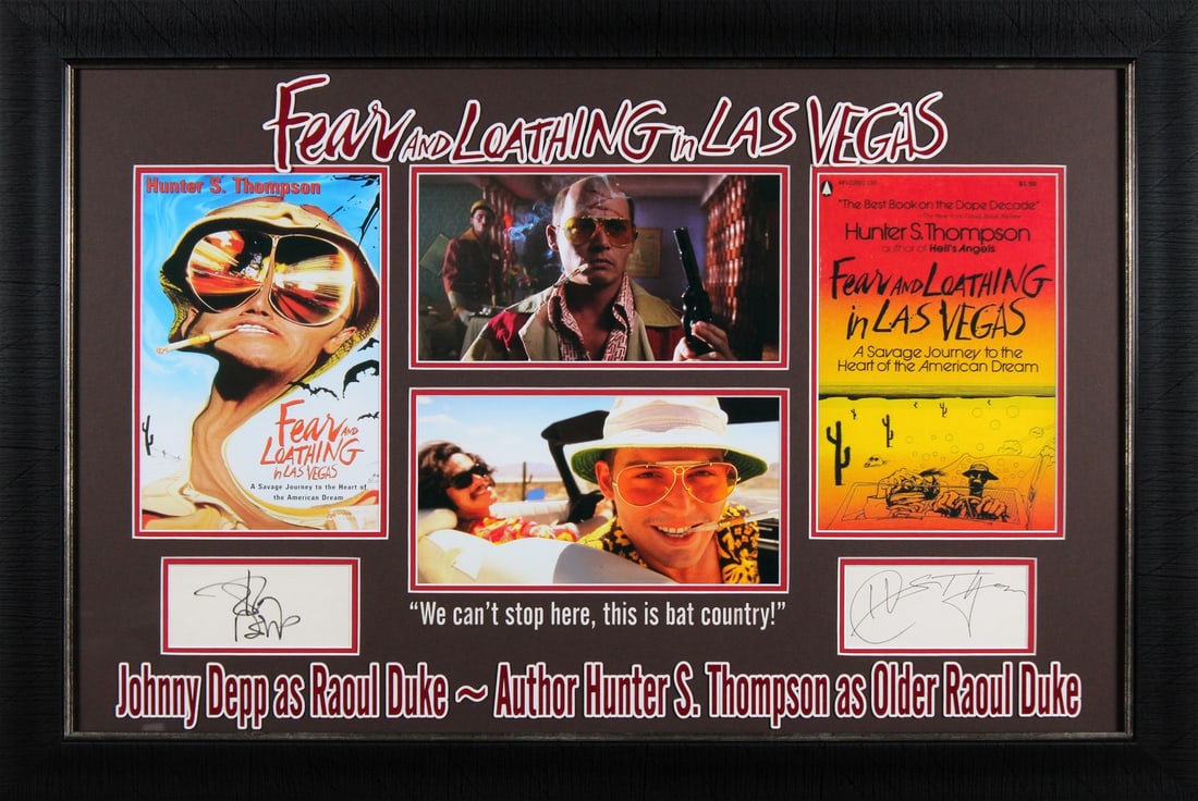 Hunter S. Thompson Johnny Depp Signed Framed Photo Fear And Loathing BAS COA: Hunter S. Thompson Johnny Depp Signed Framed Photo Fear And Loathing BAS COA This remarkable framed display features a photograph personally signed by both Hunter S. Thompson and Johnny Depp, iconic f