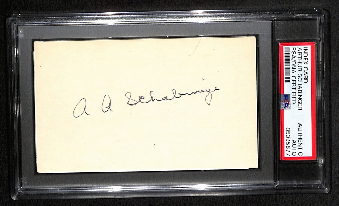 A.A. Schabinger Signed Index Card Creighton Coach PSA/DNA: A.A. Schabinger Signed Index Card Creighton Coach PSA/DNA This listing features an original signed 3x5 index card by A.A. Schabinger, the former Creighton basketball coach. The card is authenticated b