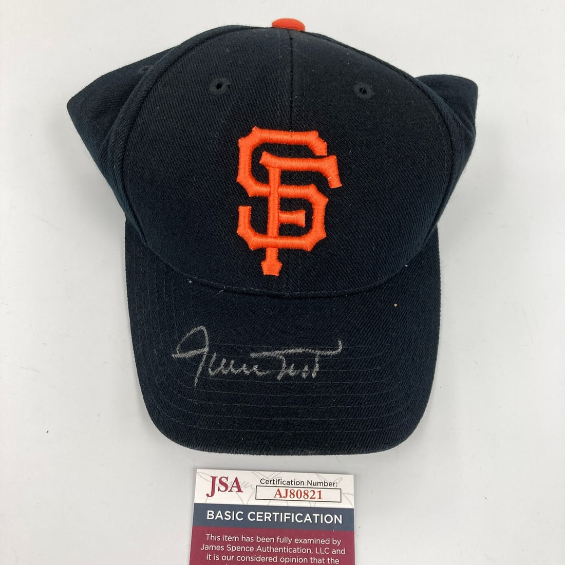 Willie Mays Autographed San Francisco Giants Baseball Hat JSA COA: Willie Mays Autographed San Francisco Giants Baseball Hat JSA COA This is an original signed baseball hat by the legendary Willie Mays, showcasing his affiliation with the San Francisco Giants. The ha
