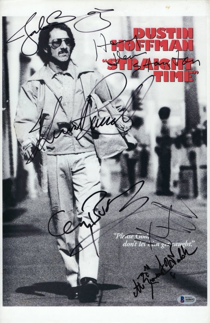 Straight Time Cast Signed 11X17 Photo Hoffman Busey Beckett Authenticated: Straight Time Cast Signed 11X17 Photo Hoffman Busey Beckett Authenticated This is an original autographed photograph from the cast of the film "Straight Time." Measuring 11x17 inches, it features sign